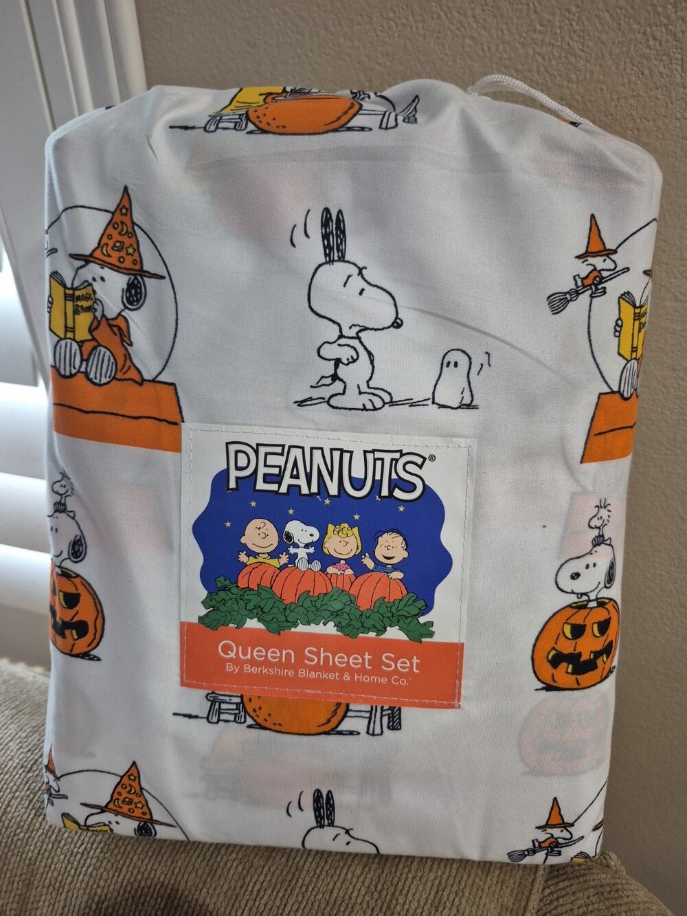 💥 New Peanuts Snoopy Spooky Halloween Queen Sheet Set Pumpkin Witch Ts